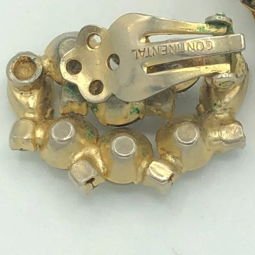 Vintage Moonstone Moon Shapped Clip On Earrings by Continental - Picture 9 of 11